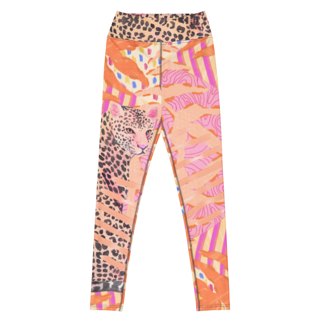 Starburst Jungle statement leggings with animal print, eco-friendly women’s activewear front view