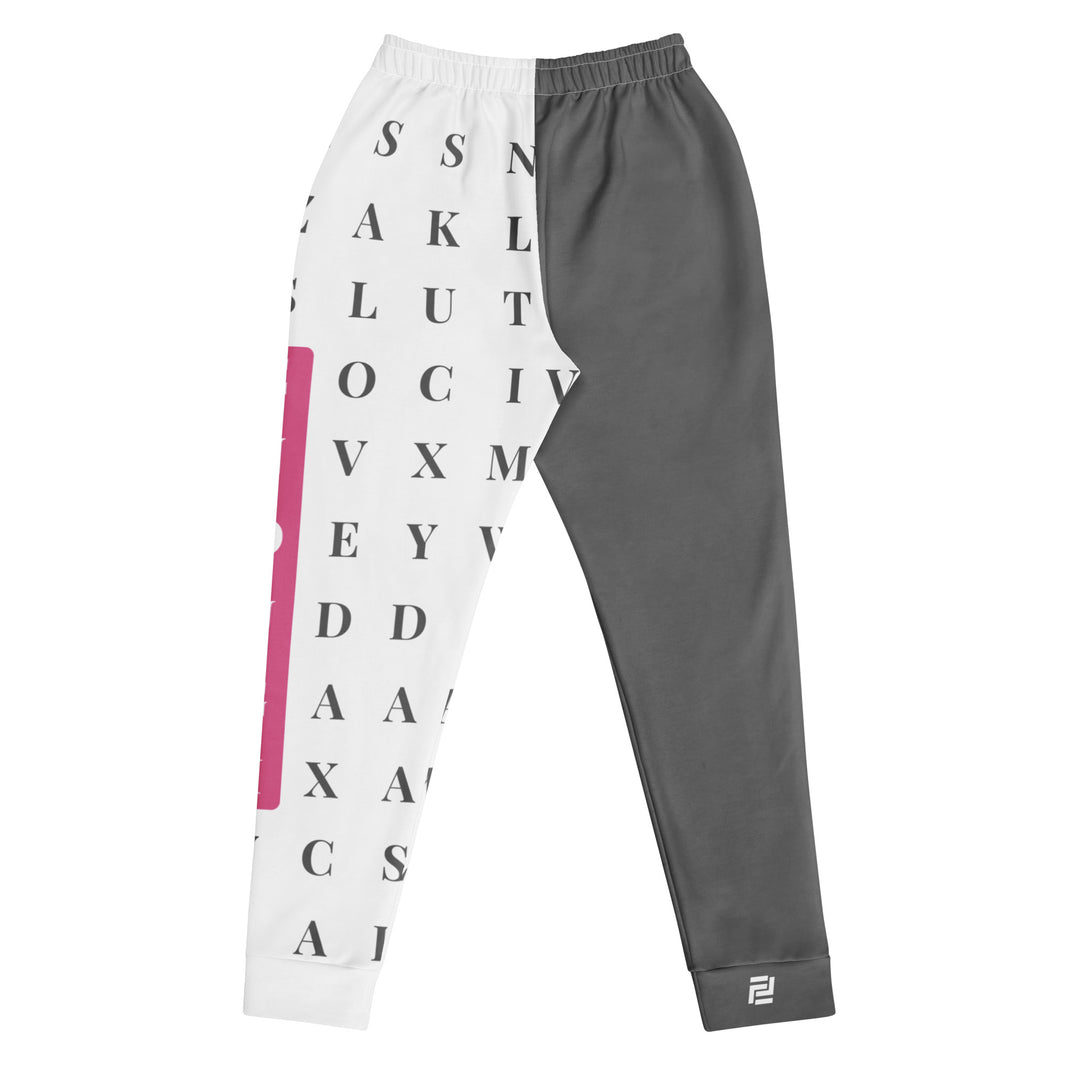 "Worth the Search" statement joggers with grey colorblock, women’s bold activewear back view