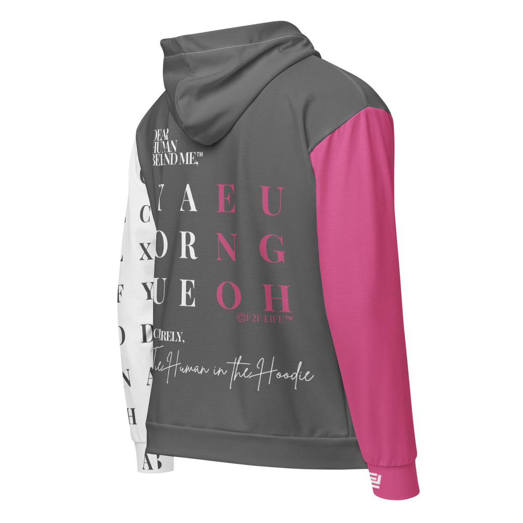 Back view of Dear Human Behind Me™ zip hoodie Message #02 you are enough