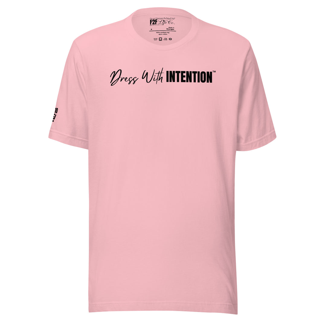 Dear Human Behind Me™ pink shirt Message #10 dress with intention front view