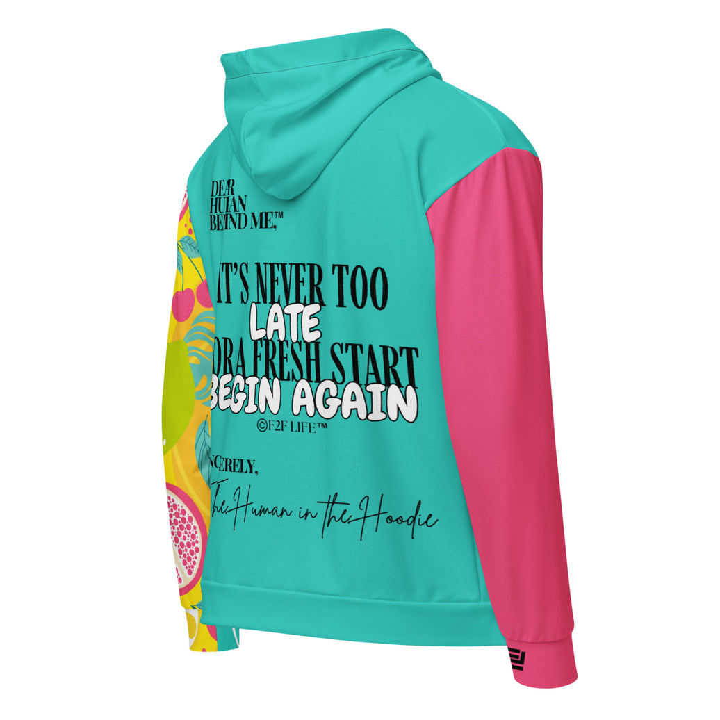 Dear Human Behind Me™ zip hoodie Message #09 begin again back view