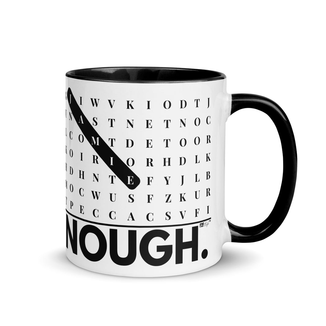 F2F Life always enough personalized glossy word search mug with custom name, 11oz black mug