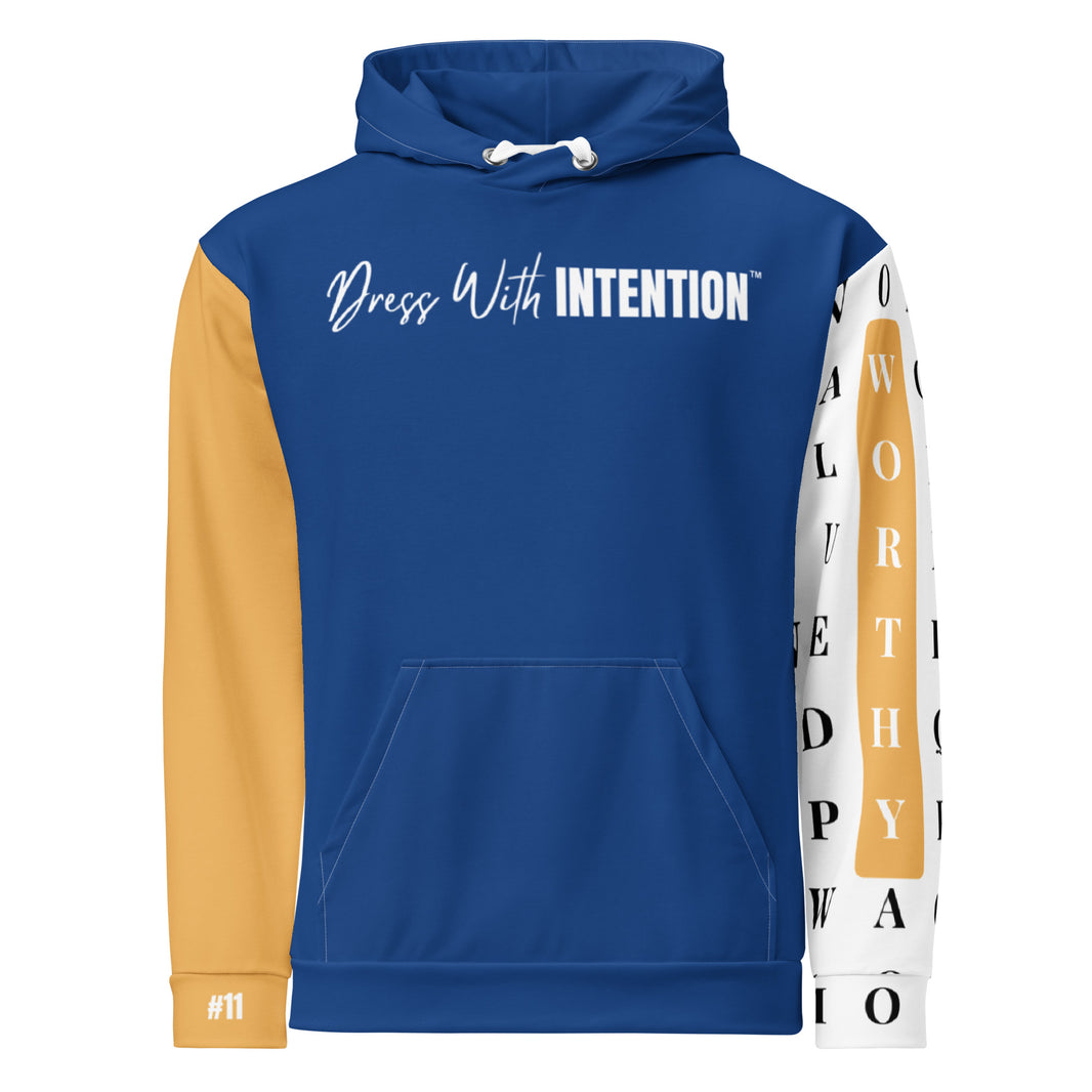 Front view of Dear Human Behind Me™ hoodie Message #11 You Are Worthy