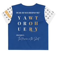 Back view of Dear Human Behind Me™ statement crop t-shirt Message #11 you are worthy