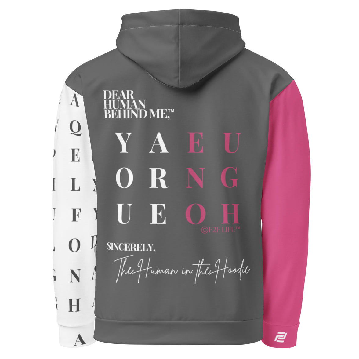 Back view of Dear Human Behind Me™ hoodie Message #02 You Are Enough