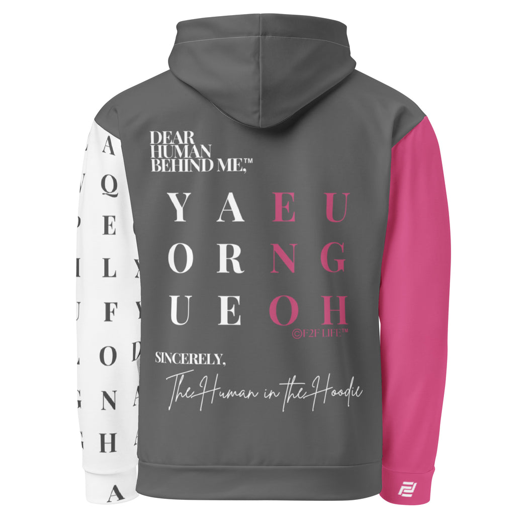 Back view of Dear Human Behind Me™ hoodie Message #02 You Are Enough