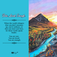 Blue with mountain scenery jewelry insert with rare enough loved wording with encouraging message