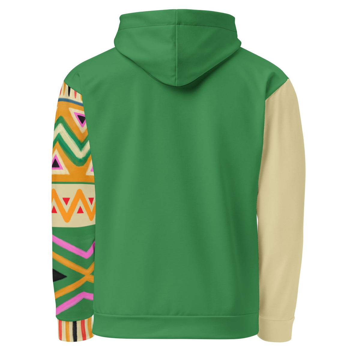 Bold frequency green hoodie with no back message back view