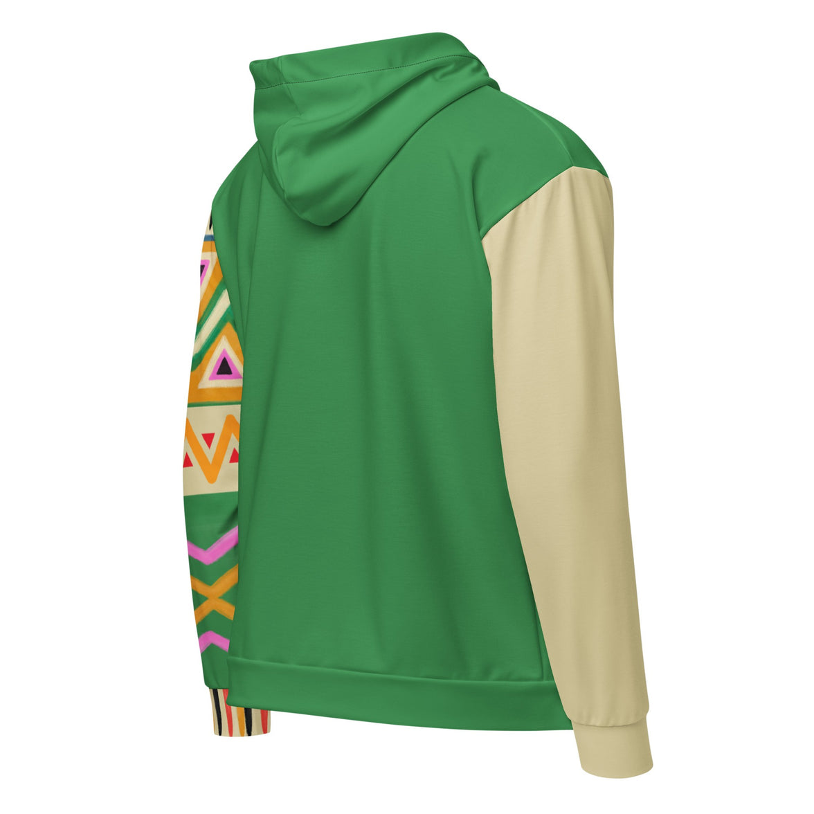 Bold frequency green zip hoodie with no back message back view