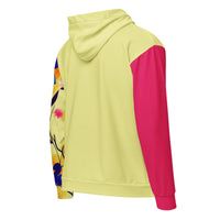 Bright and blooming yellow zip hoodie with no back message back view
