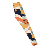 Fierce & fluid abstract yoga leggings with vibrant colors, eco-friendly women’s activewear right long viewn