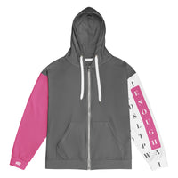 Flat front view Dear Human Behind Me™ zip hoodie Message #02 you are enough