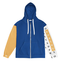 Flat front view Dear Human Behind Me™ zip hoodie Message #11 you are worthy