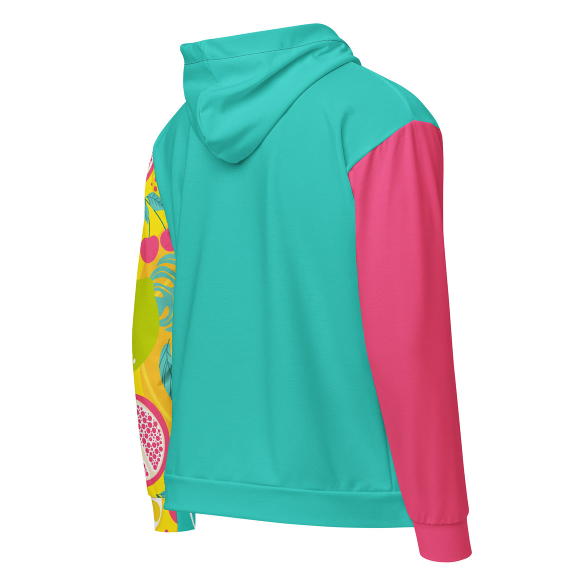 Fresh Start teal zip hoodie with no back message back view