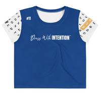 Front view of Dear Human Behind Me™ statement crop  t-shirt Message #11 dress with intention