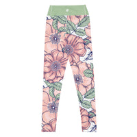 Love in bloom floral yoga leggings with soft colors, eco-friendly women’s activewear back view