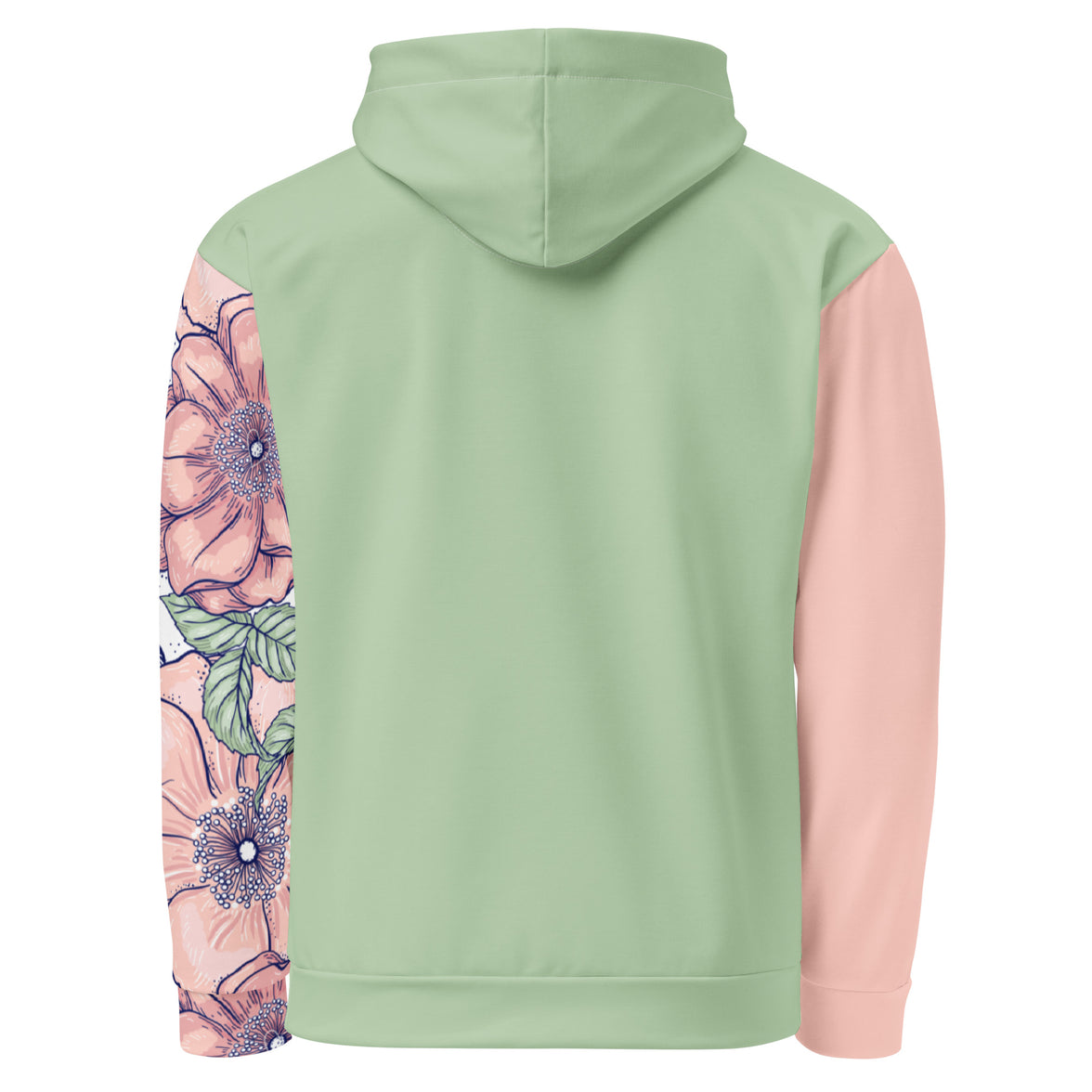 Love in bloom green hoodie with no back message back view