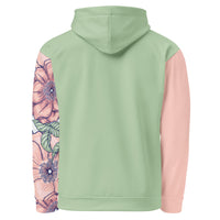 Love in bloom green hoodie with no back message back view