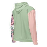 Love in bloom green zip hoodie with no back message back view