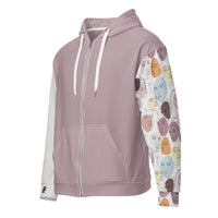 Mindful Muse lilac zip hoodie with no back message front view