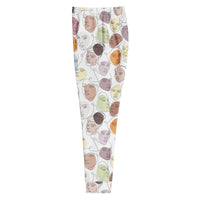 "Mindful Muse" joggers with abstract pattern and gold colorblock, women’s bold activewear left view