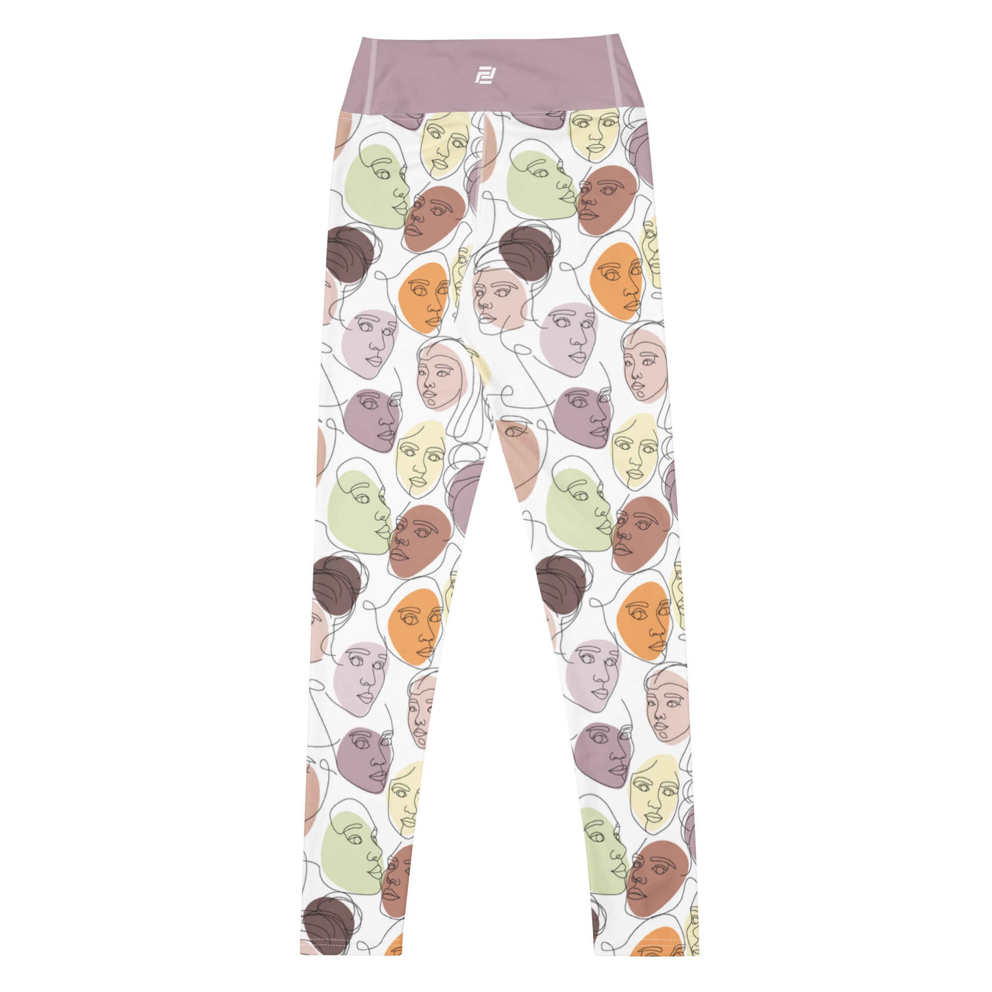 Mindful muse statement yoga leggings with soft colors, eco-friendly women’s activewear back view