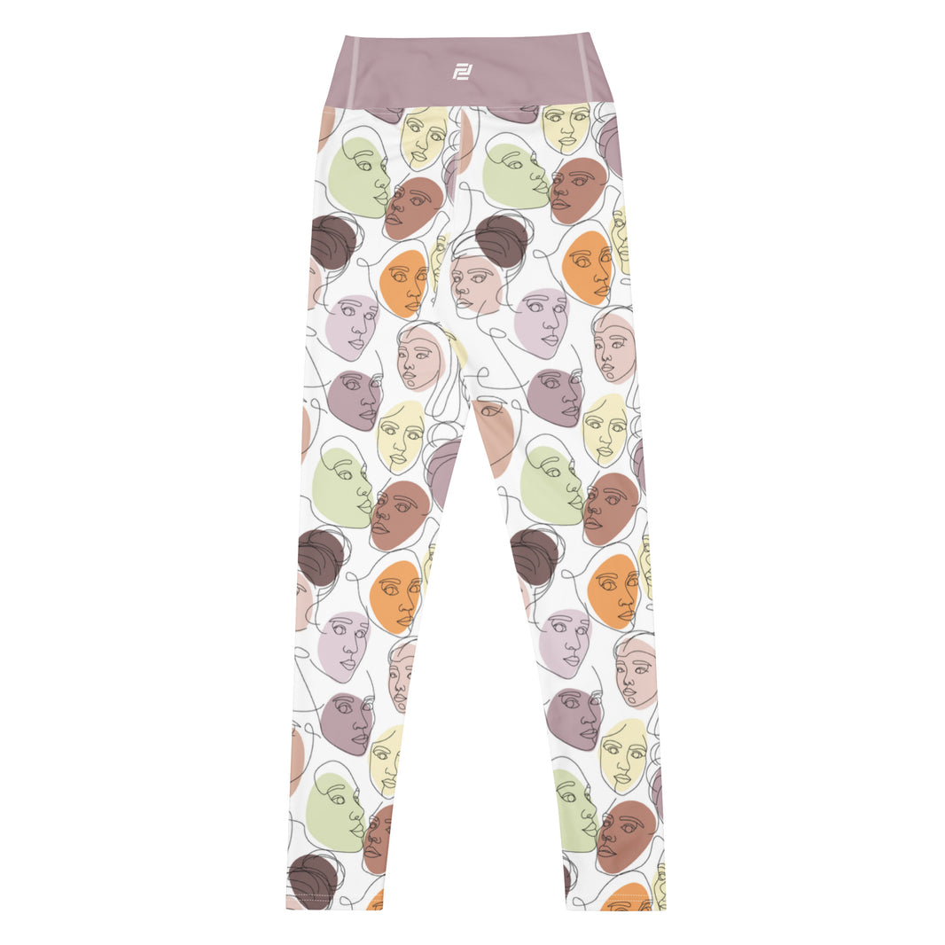 Mindful muse statement yoga leggings with soft colors, eco-friendly women’s activewear back view