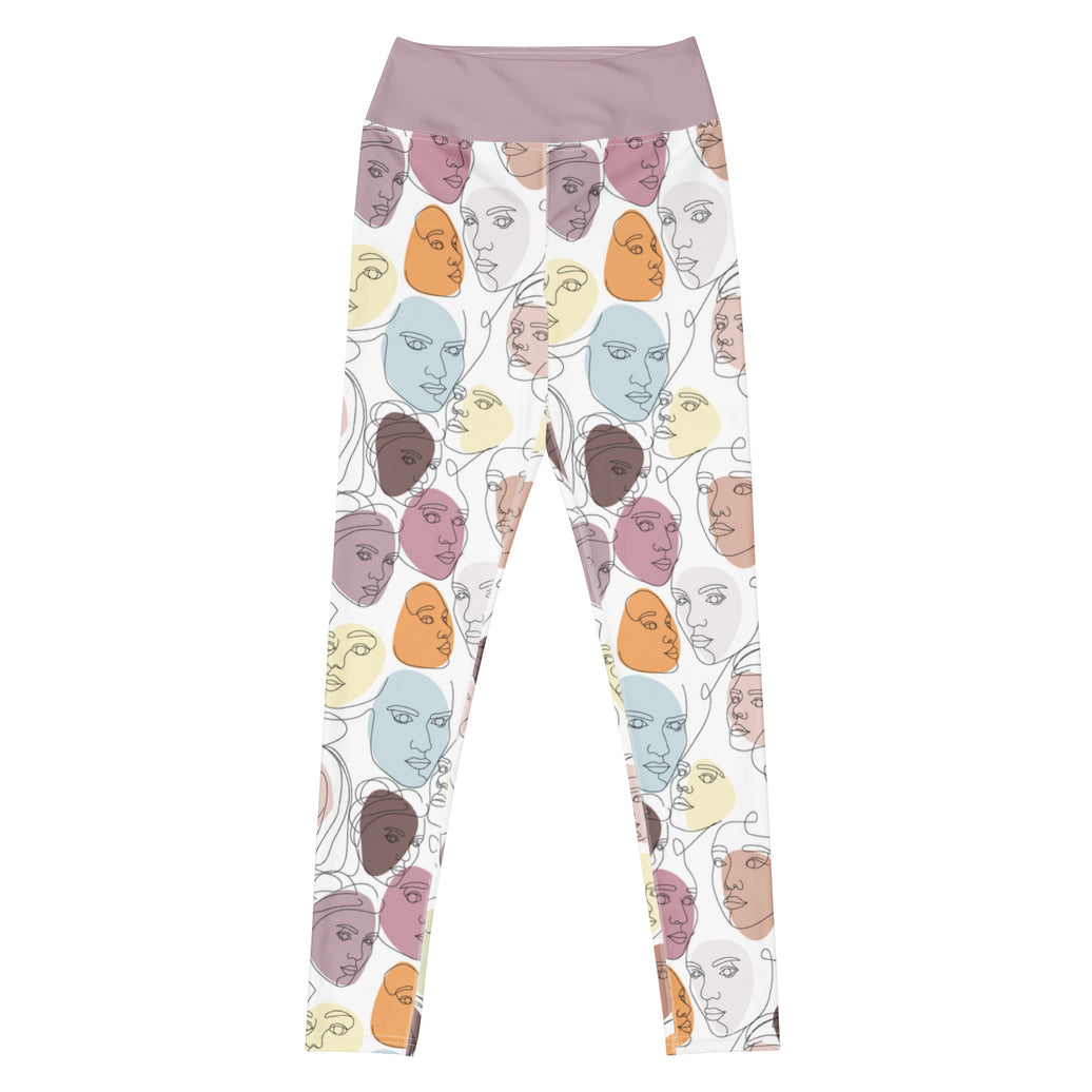 Mindful muse statement yoga leggings with soft colors, eco-friendly women’s activewear front view