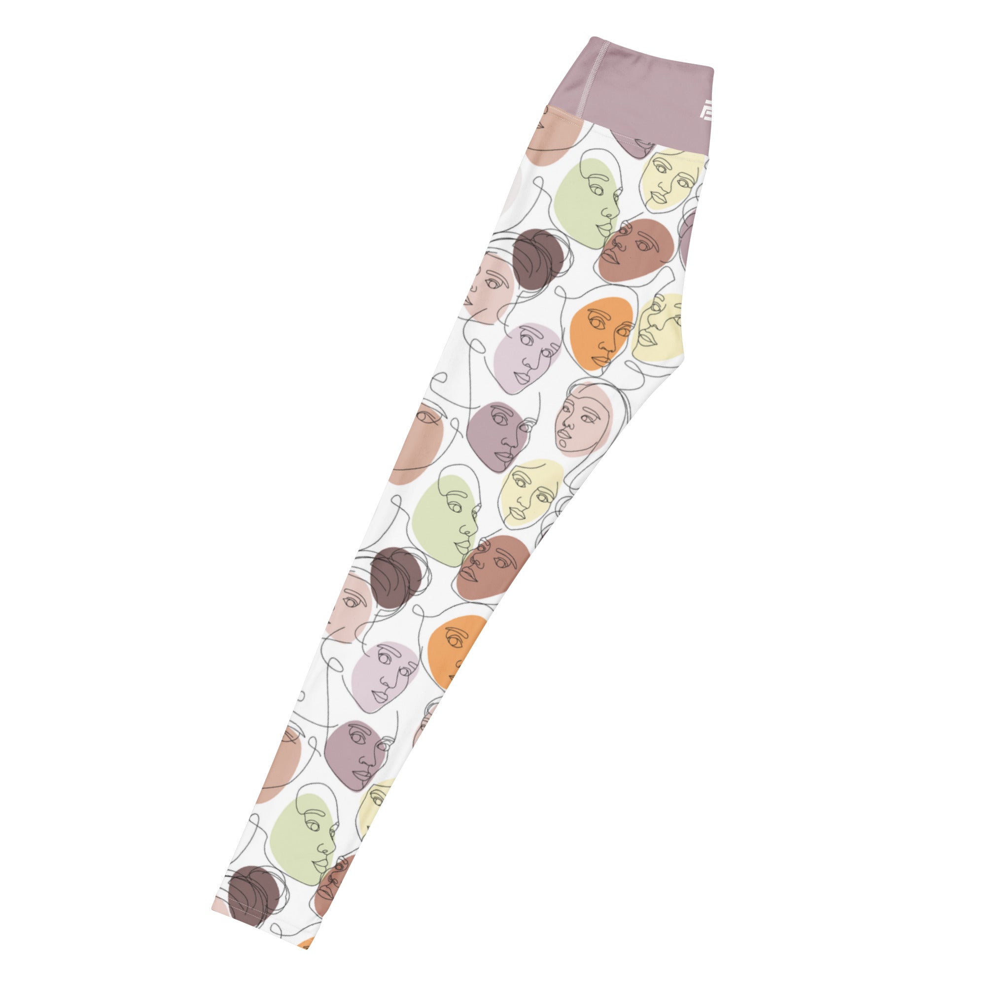 Mindful muse abstract yoga leggings with soft colors, eco-friendly women’s activewear left long view