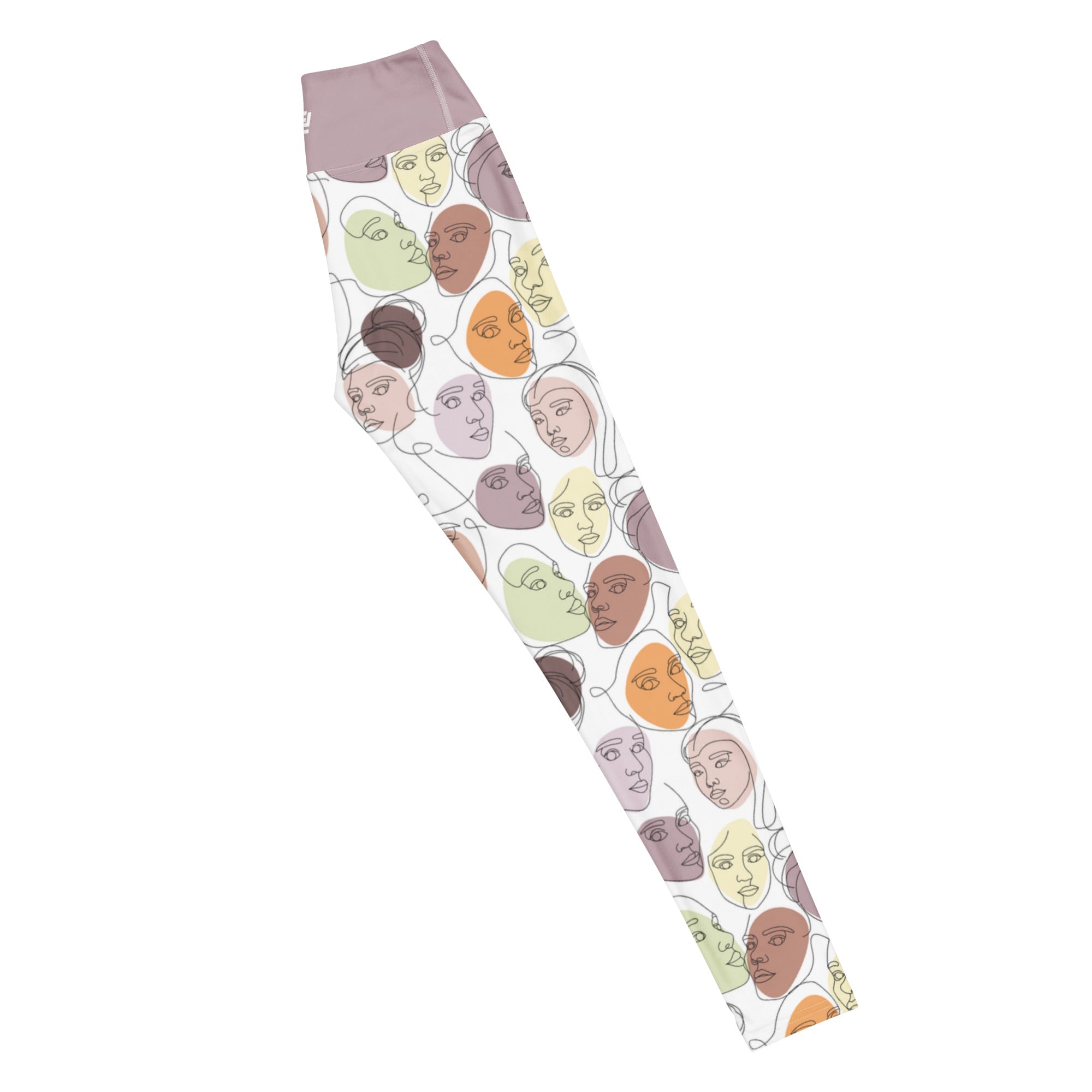 Mindful muse abstract yoga leggings with soft colors, eco-friendly women’s activewear right long view