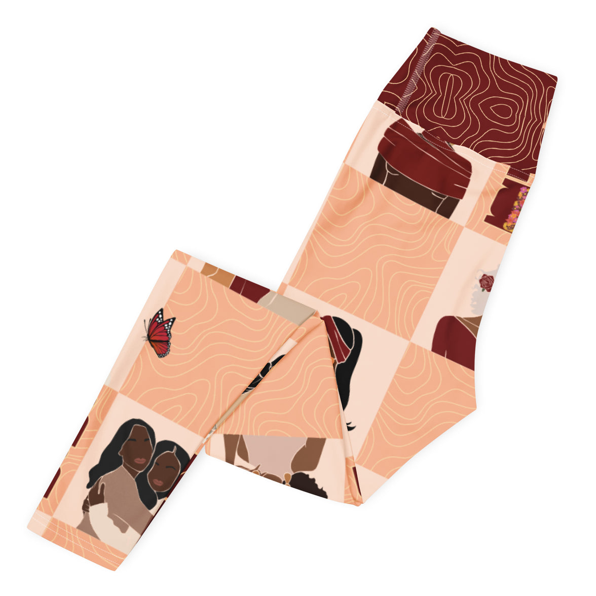 My Black is Beautiful statement leggings with bold colors, eco-friendly women’s activewear left folded view