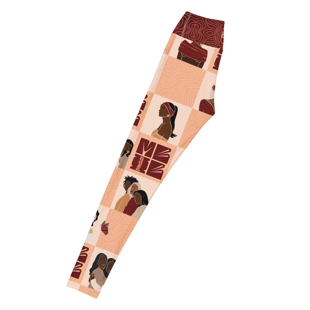 My Black is Beautiful statement leggings with bold colors, eco-friendly women’s activewear left long view