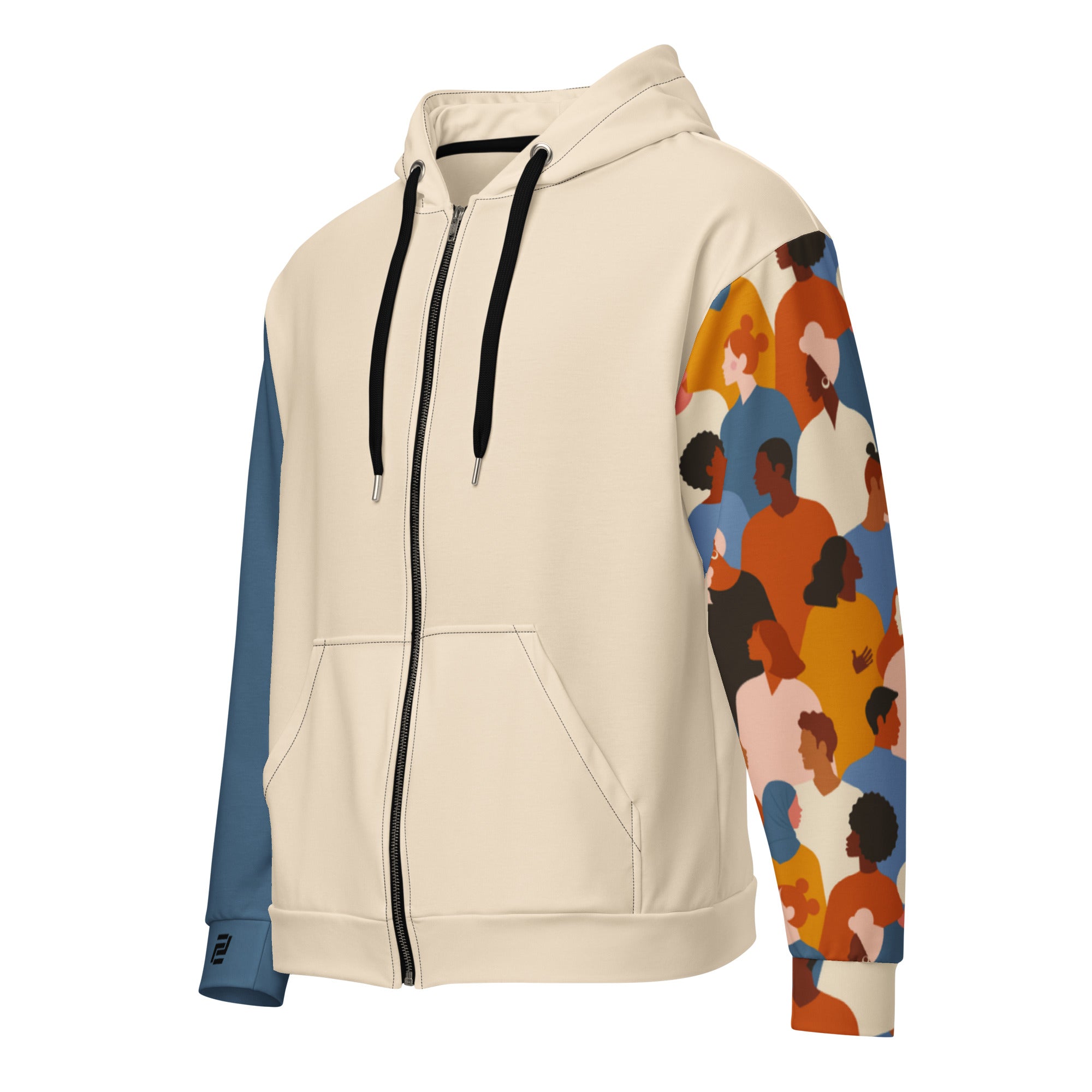 Original energy beige zip hoodie with no back message front view