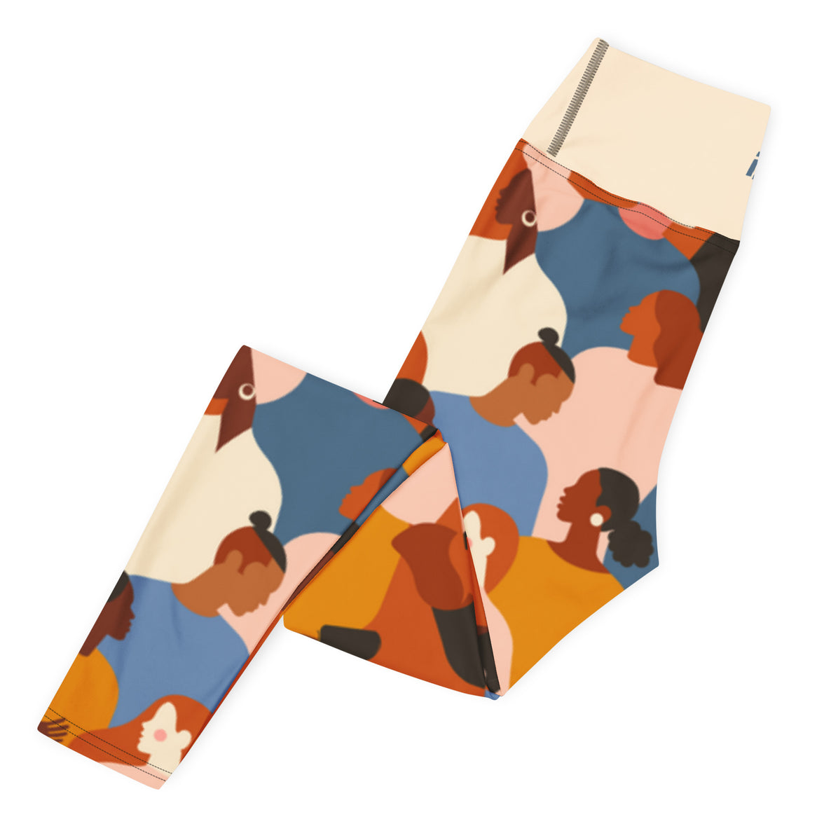 Original energy statement yoga leggings with vibrant colors, eco-friendly women’s activewear left folded viewn