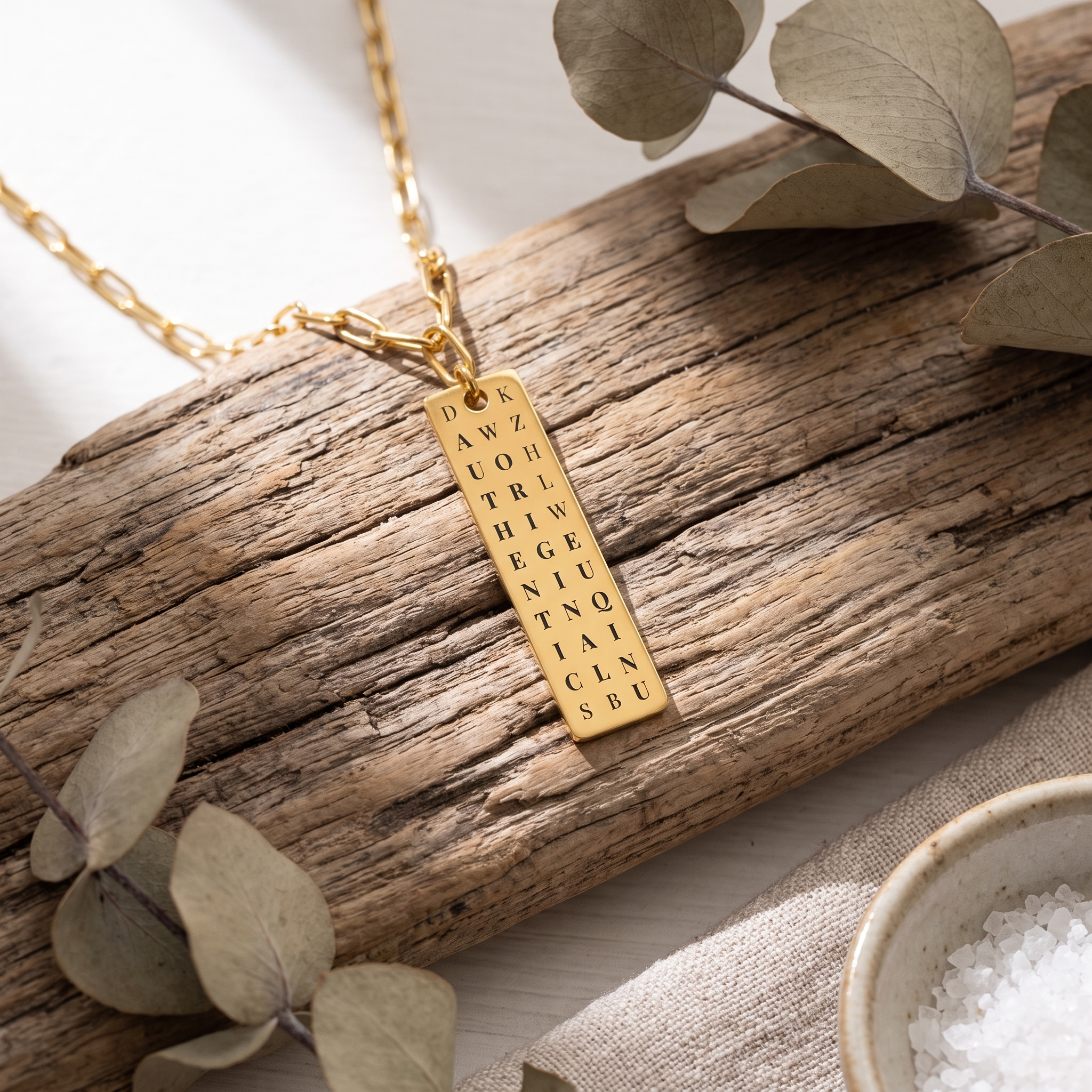 Custom Authentic. Original. Unique. Vertical Bar Word Search Necklace