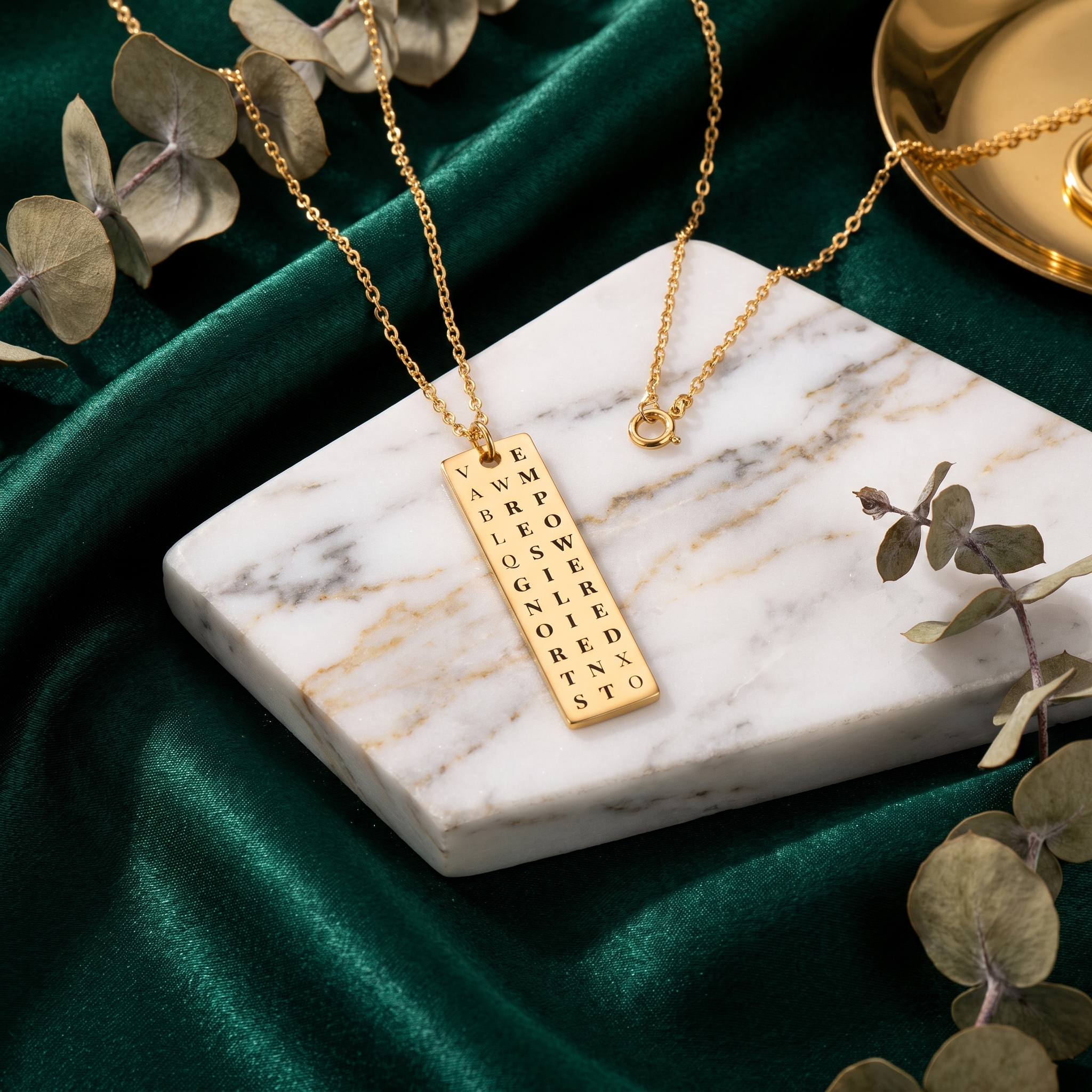 Strong resilient empowered gold plated fine chain necklace on marble surface 