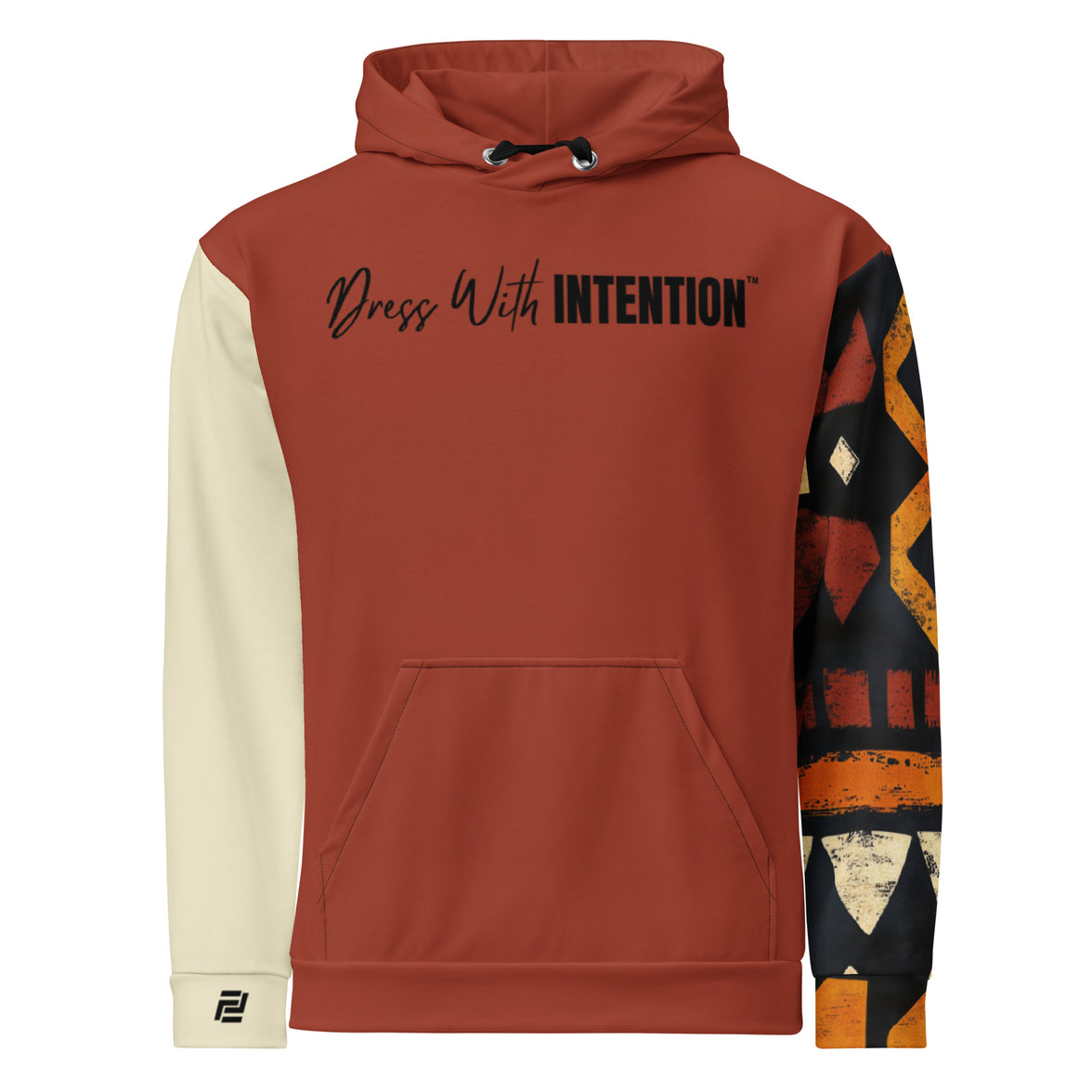 Rooted royalty rust hoodie with no back message front view