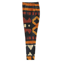 "Rooted Royalty" statement joggers with rust colorblock, women’s bold activewear left view