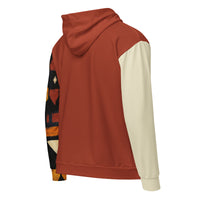 Rooted royalty rust zip hoodie with no back message back view
