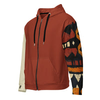 Rooted royalty rust zip hoodie with no back message front view