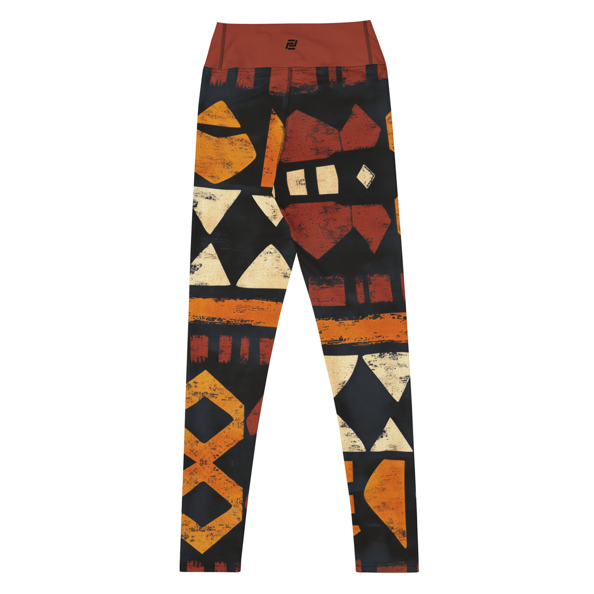 Rooted royalty statement yoga leggings with bold colors, eco-friendly women’s activewear back viewn