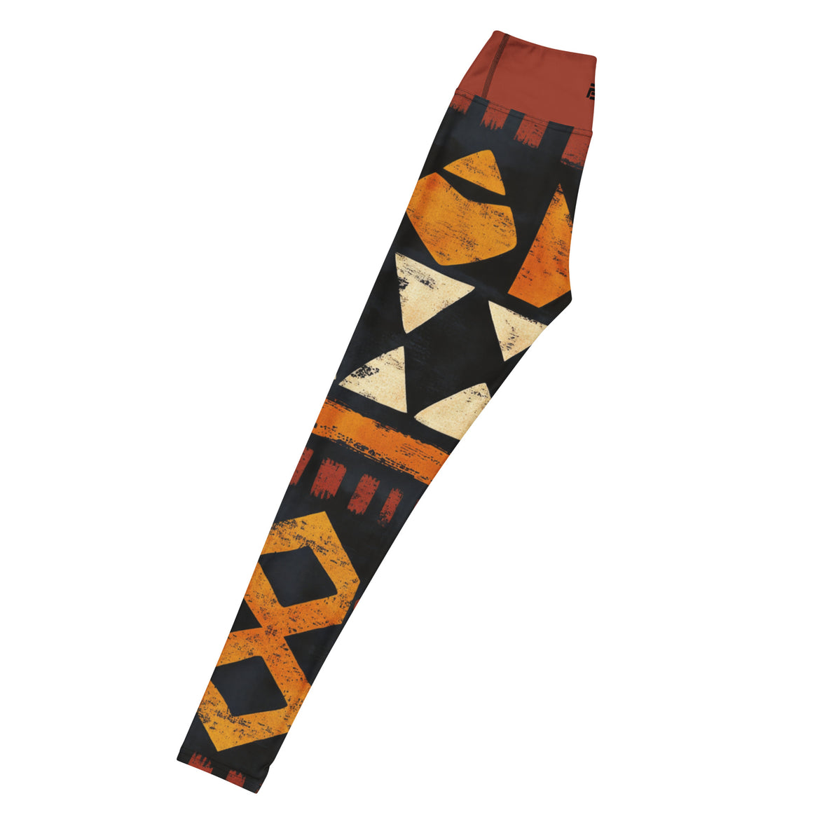 Rooted royalty statement yoga leggings with bold colors, eco-friendly women’s activewear left long viewn