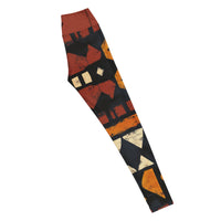 Rooted royalty statement yoga leggings with bold colors, eco-friendly women’s activewear right long viewn