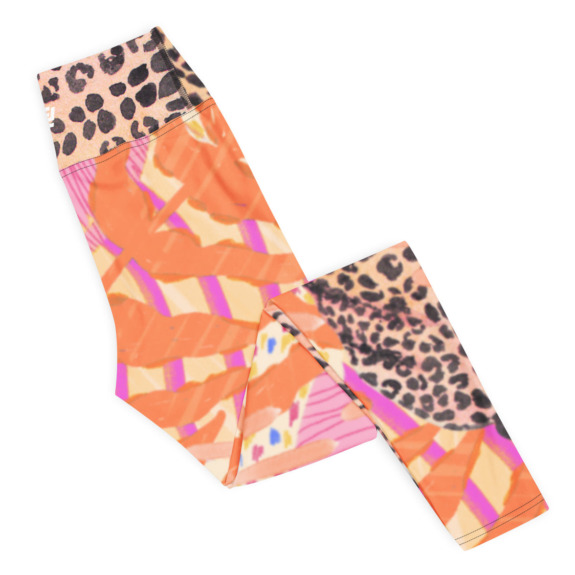 Starburst Jungle statement leggings with animal print, eco-friendly women’s activewear right folded view