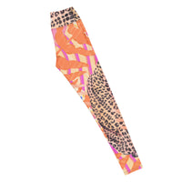 Starburst Jungle statement leggings with animal print, eco-friendly women’s activewear right long view