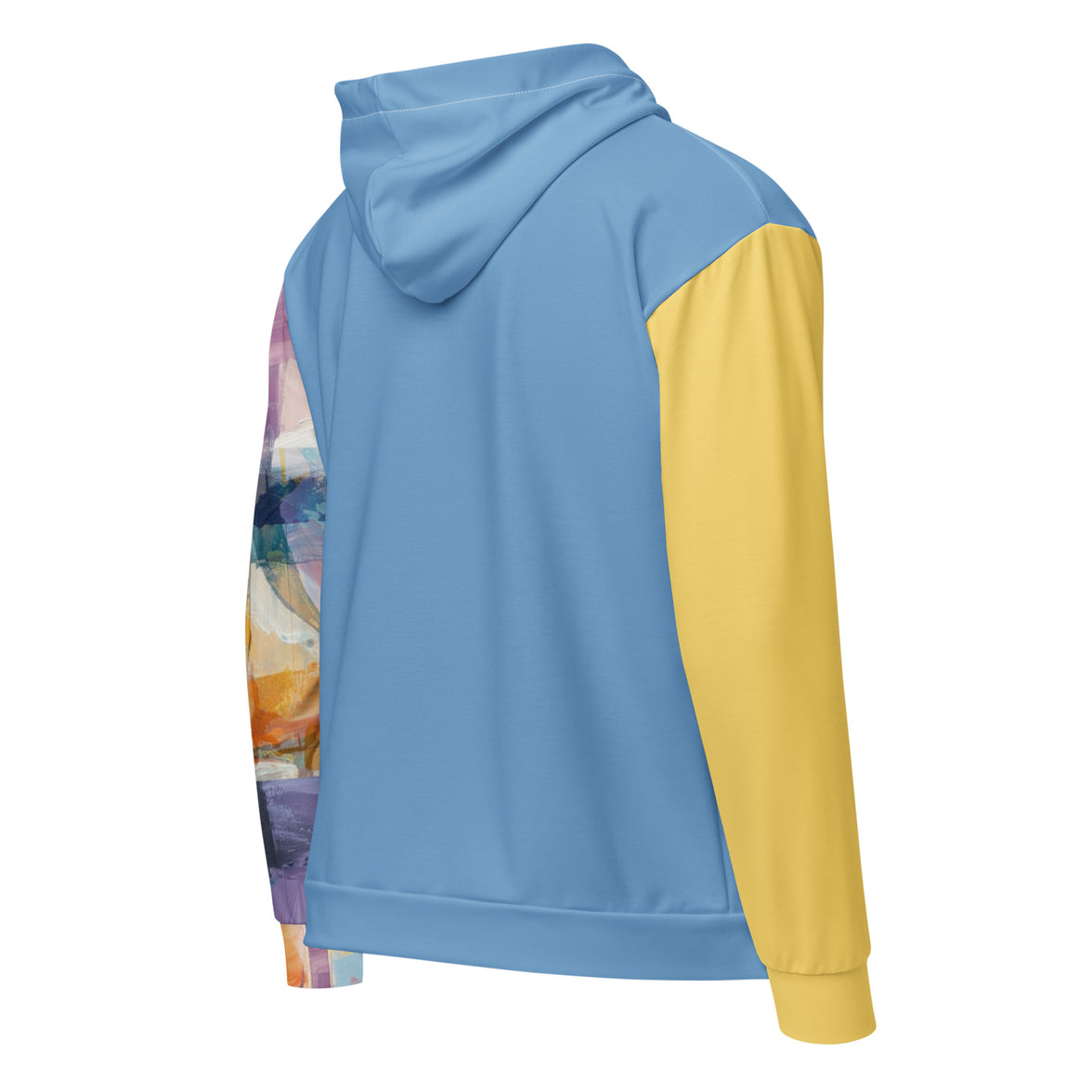 Vision Unfolding blue zip hoodie with no back message back view