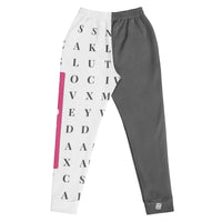 "Worth the Search" statement joggers with grey colorblock, women’s bold activewear back view