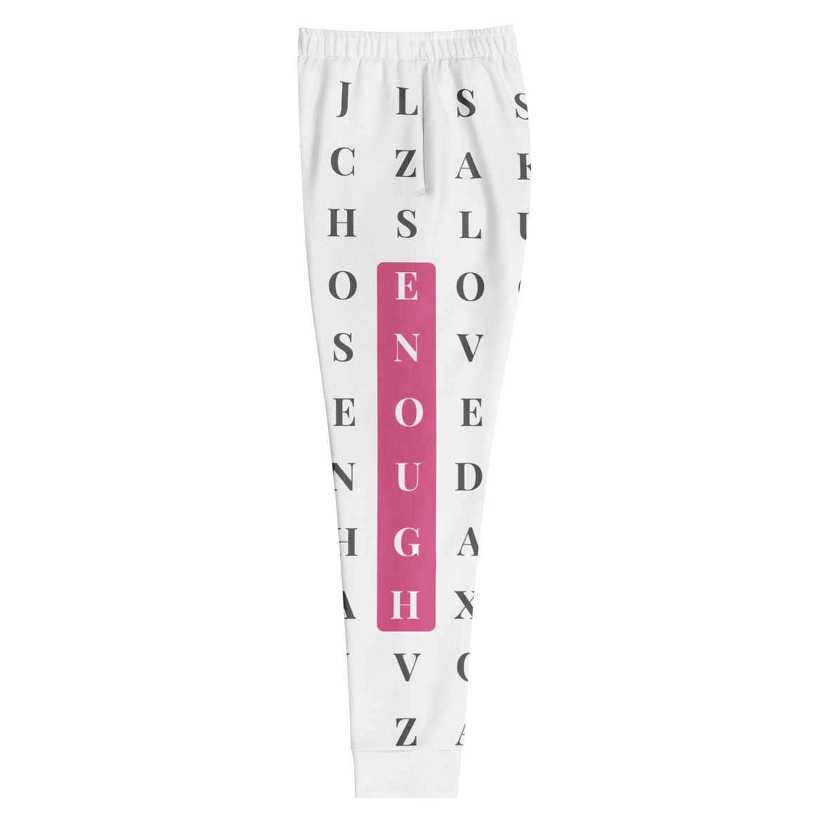 "Worth the Search" statement joggers with grey colorblock, women’s bold activewear left view