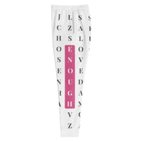 "Worth the Search" statement joggers with grey colorblock, women’s bold activewear left view