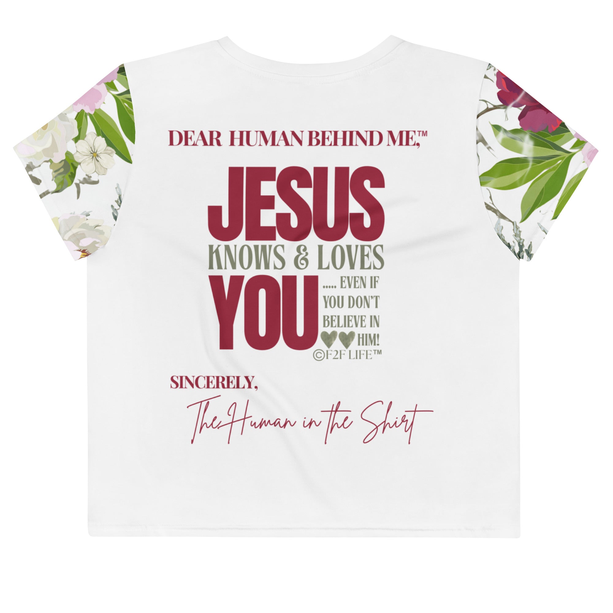 Dear Human Behind Me™ Uplifting Crop Shirt| Jesus Loves You (Message #12)